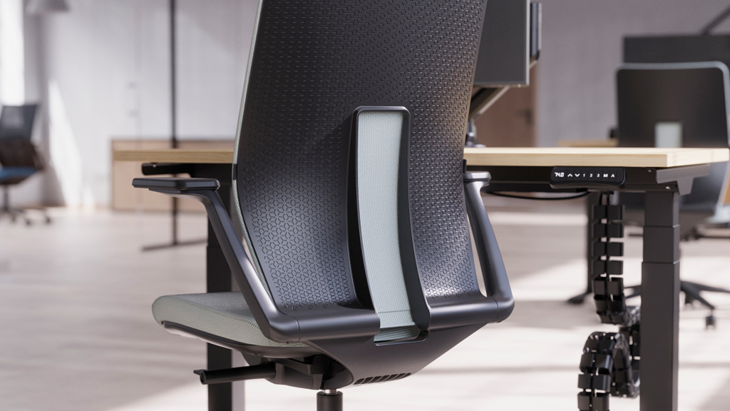 Monza mesh and upholstered task chairs by Formetiq